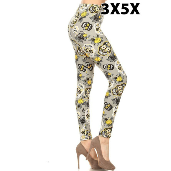 Love It Pants - Lemon Sugar Skull Printed Fitted Style Leggings